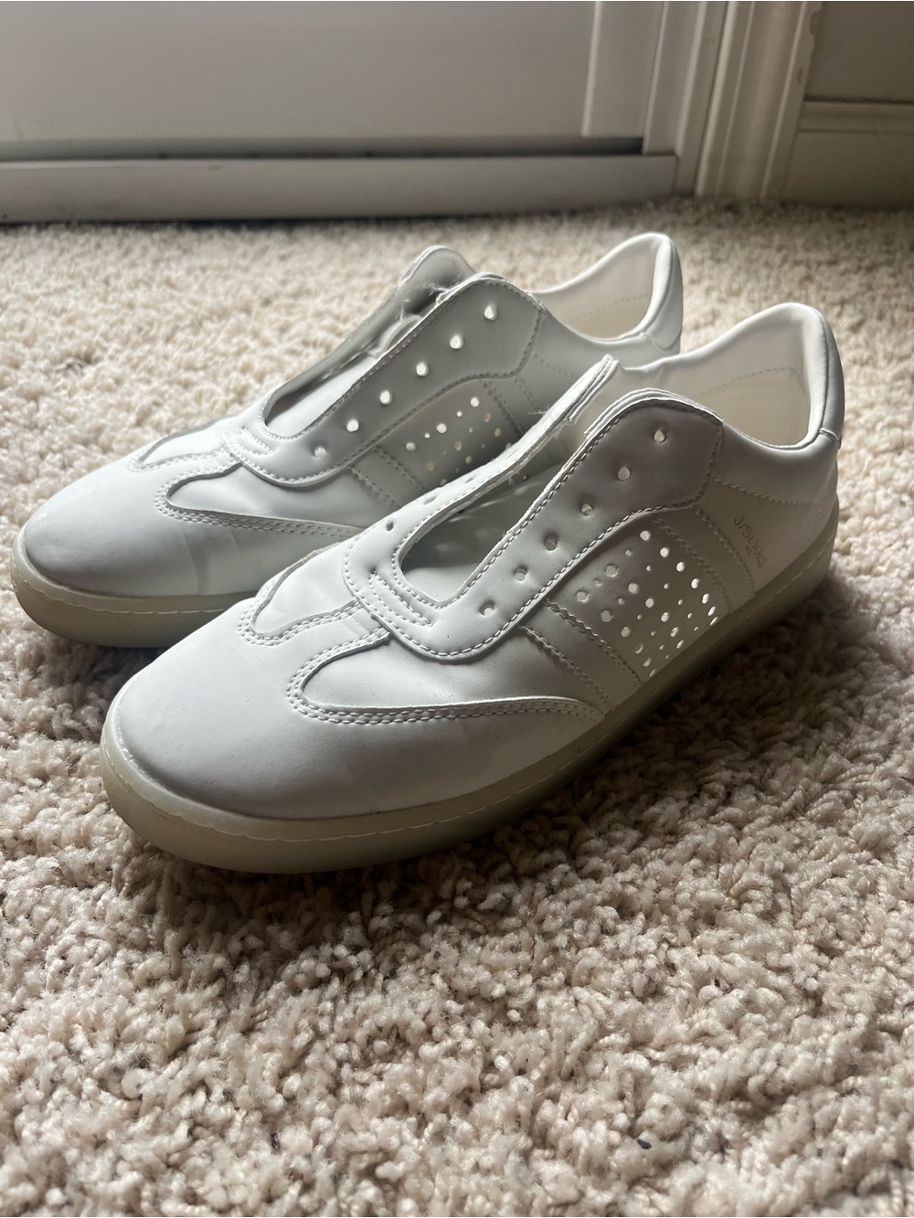 Women’s White Leather J Slides Sneakers